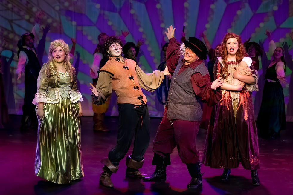 Olivia Aniceto, Jeremy Kie Vance, Jacob Phelen and Tawni Bridenball in Rose Center Theater's Production of SOMETHING ROTTEN! Now Playing through July 20th in Westminster