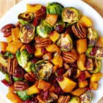 Roasted Brussel Sprouts & Cinnamon Butternut Squash with Pecans and Cranberries