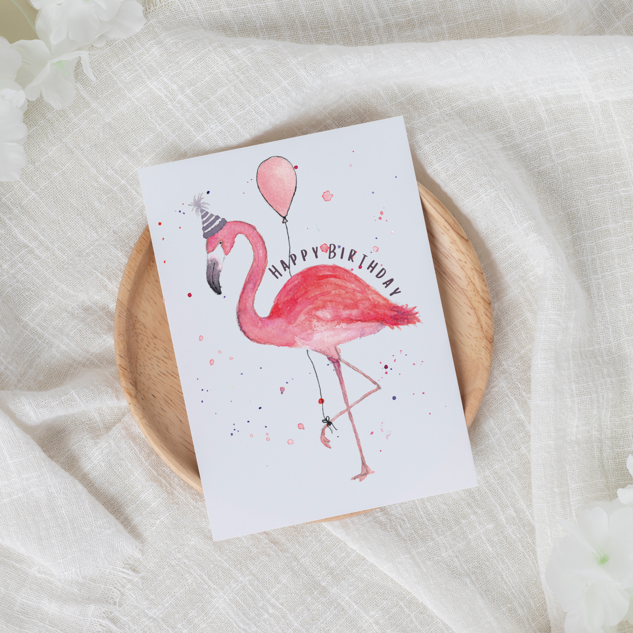 Personalised Watercolour Flamingo Birthday Card