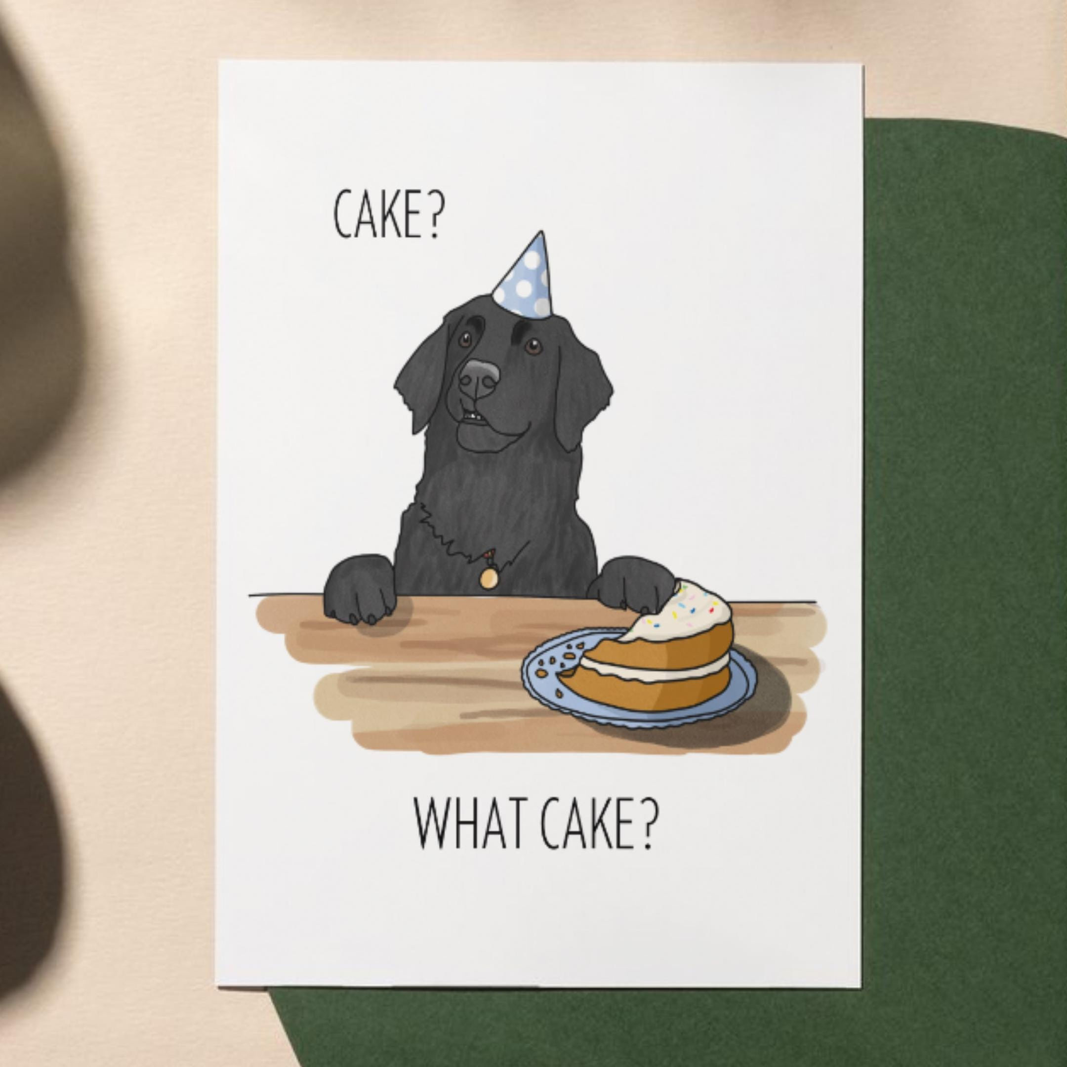 Customisable Black Flat Coated Retriever Themed Birthday Card