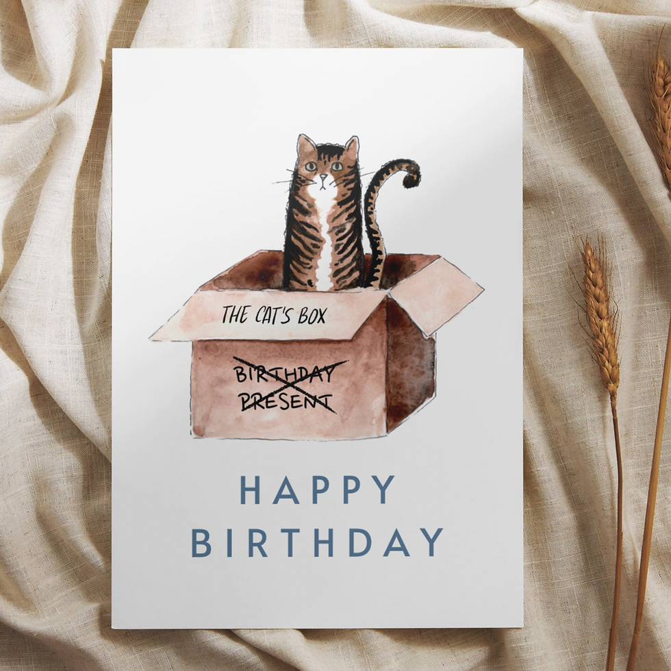 Personalised Watercolour Cat Birthday Card