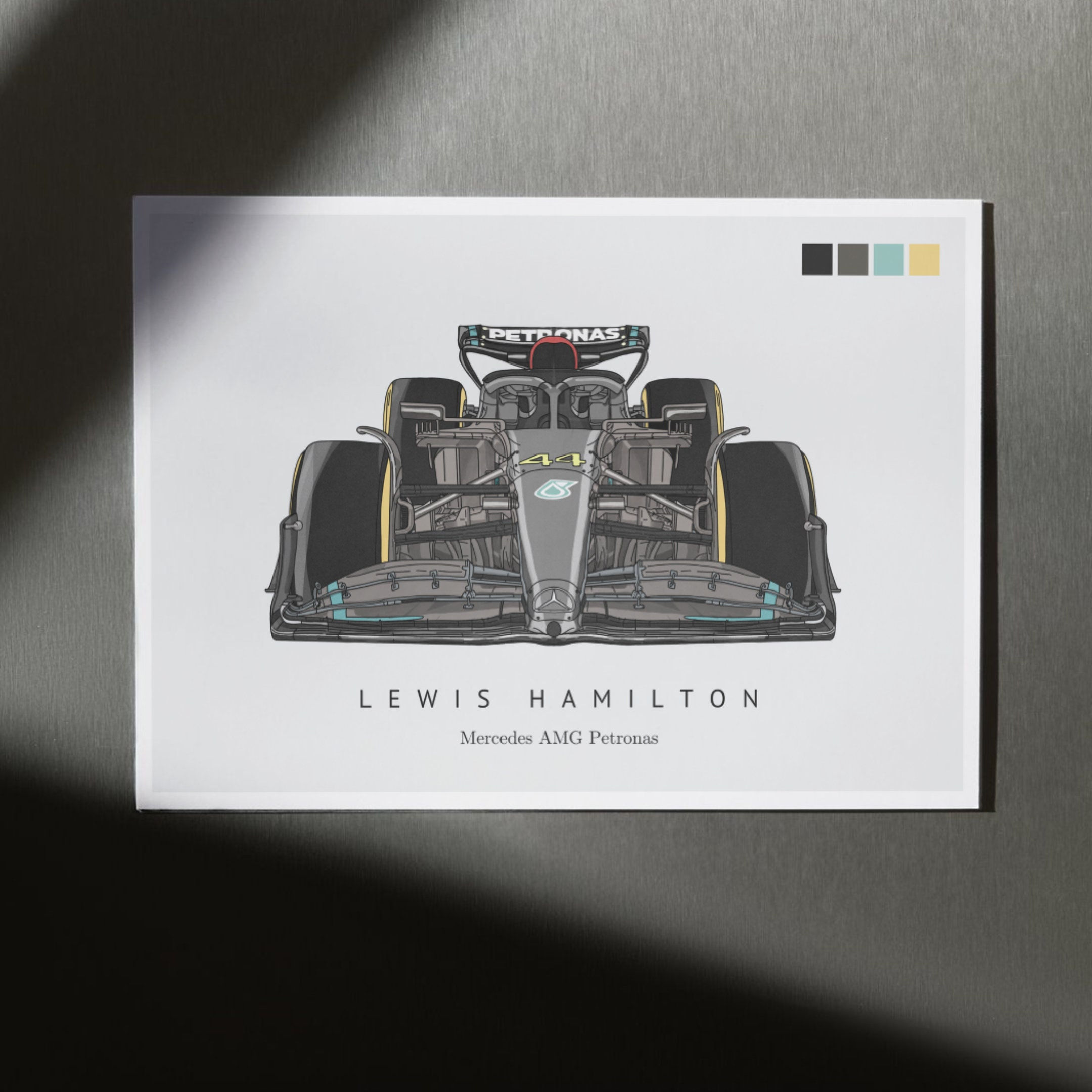 Lewis Hamilton, Mercedes F1 Car Poster