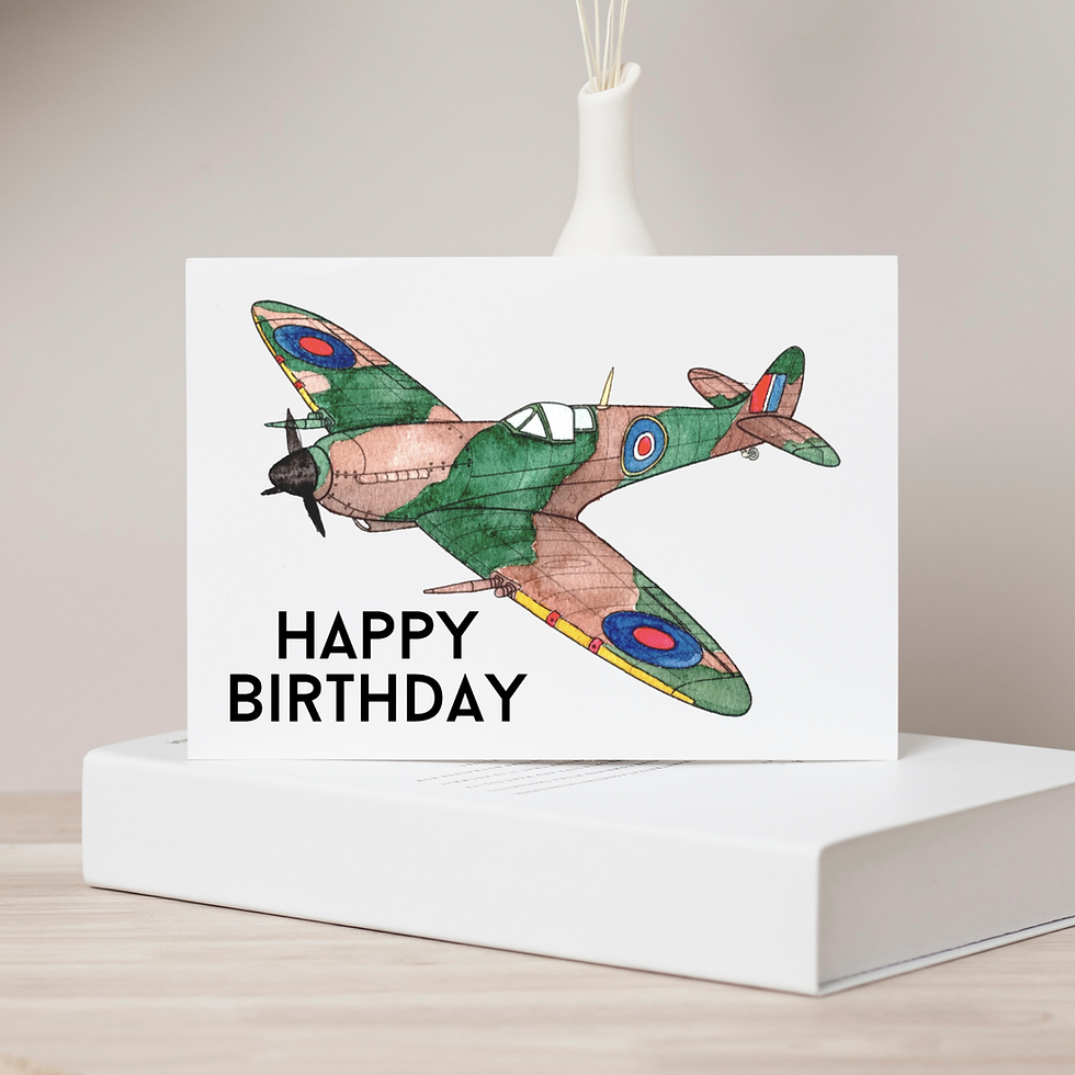 Watercolour Spitfire Birthday Card