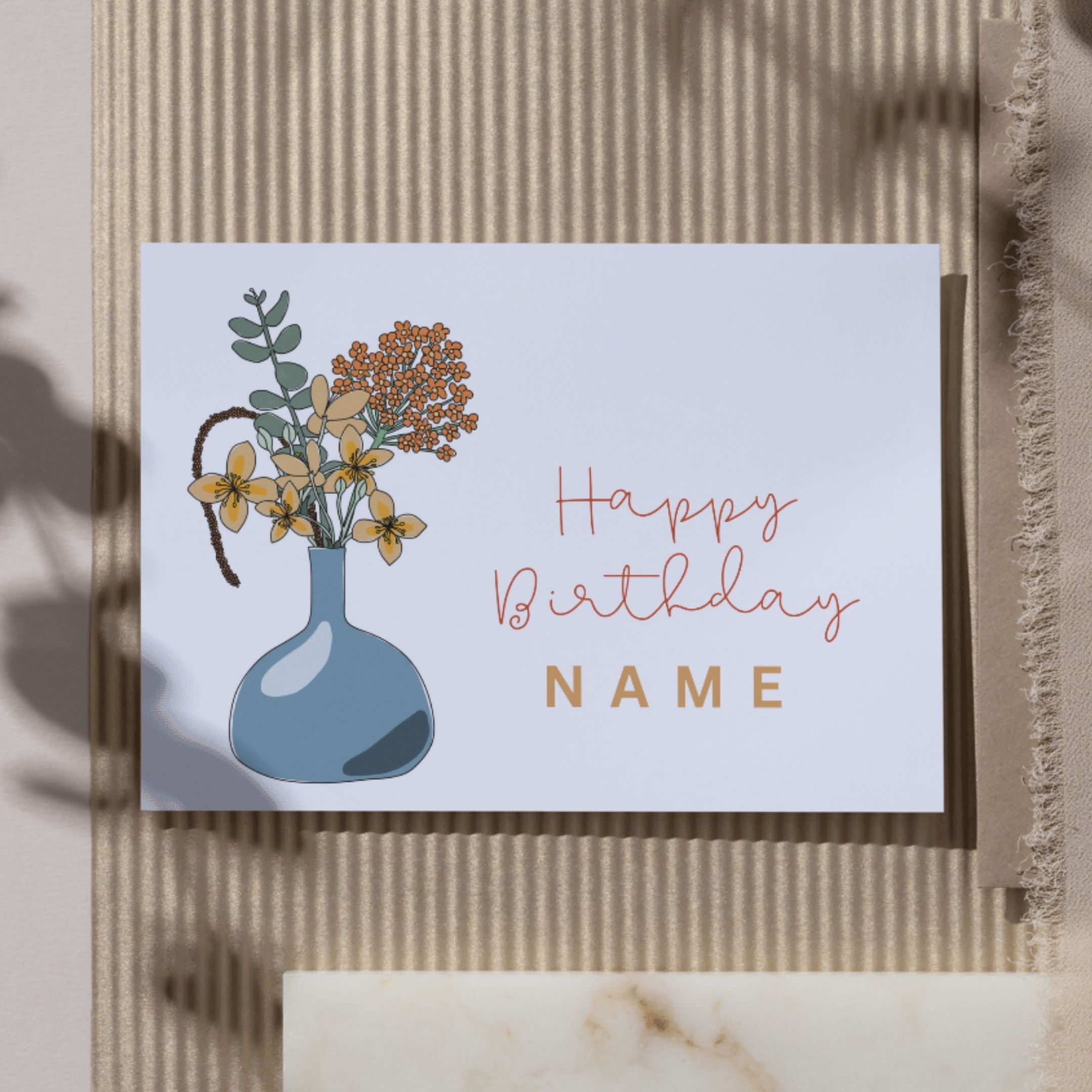 Customisable Orange Floral Arrangement Greeting Card