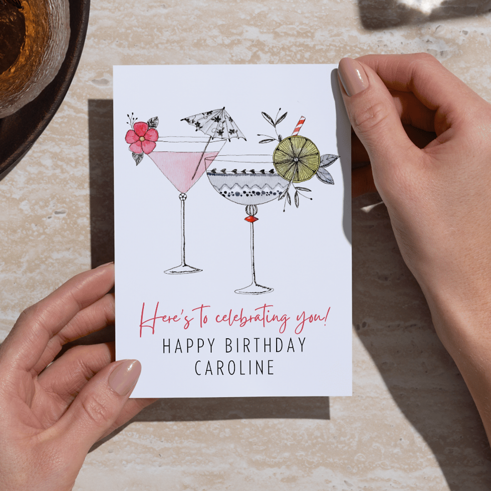 Personalised Watercolour Cocktail Birthday Card