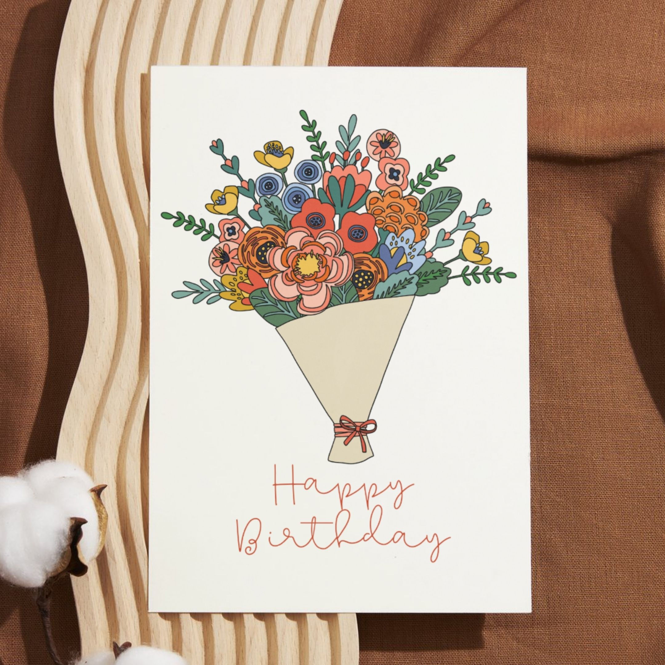 Customisable Colourful Floral Bouquet Greeting Card