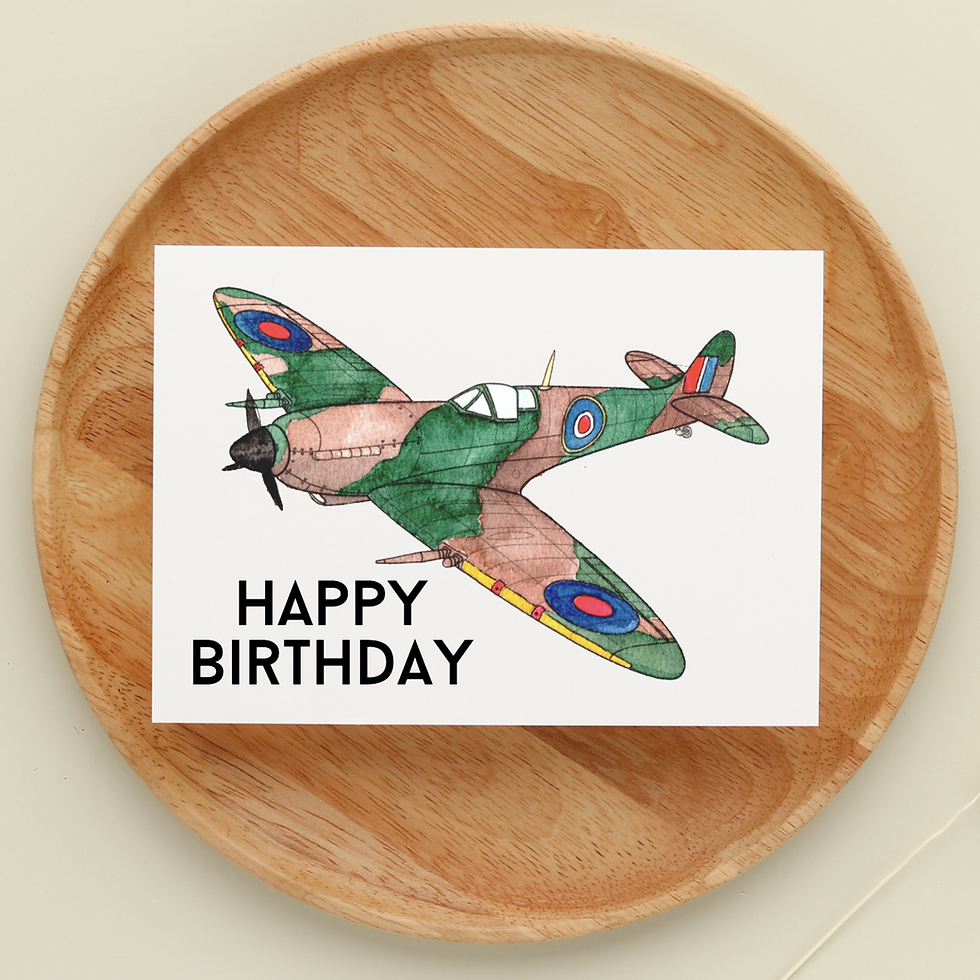 Watercolour Spitfire Birthday Card