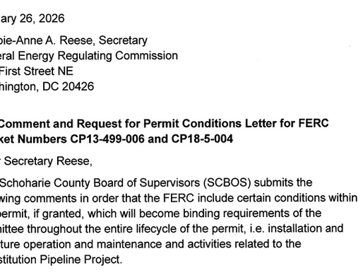 Bioregion News: Schoharie County Board of Supervisors Public Comment (FERC)