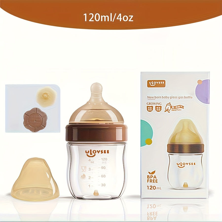 Thumbnail: Premium Borosilicate Glass Baby Bottle – Anti-Colic Wide Neck Feeding Bottle (