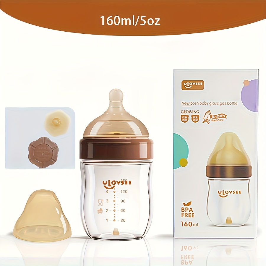 Thumbnail: Premium Borosilicate Glass Baby Bottle – Anti-Colic Wide Neck Feeding Bottle (