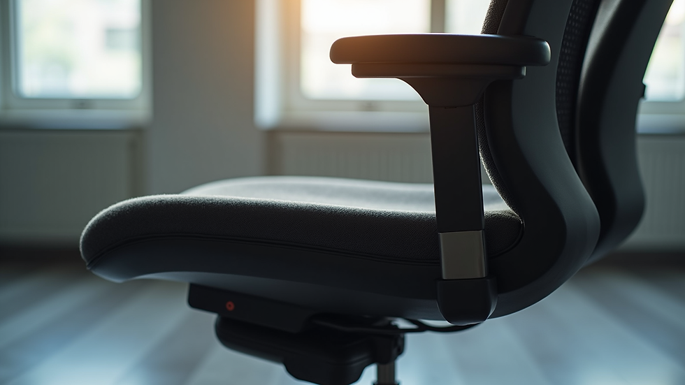 Close-up view of ergonomic seat cushion on an office chair
