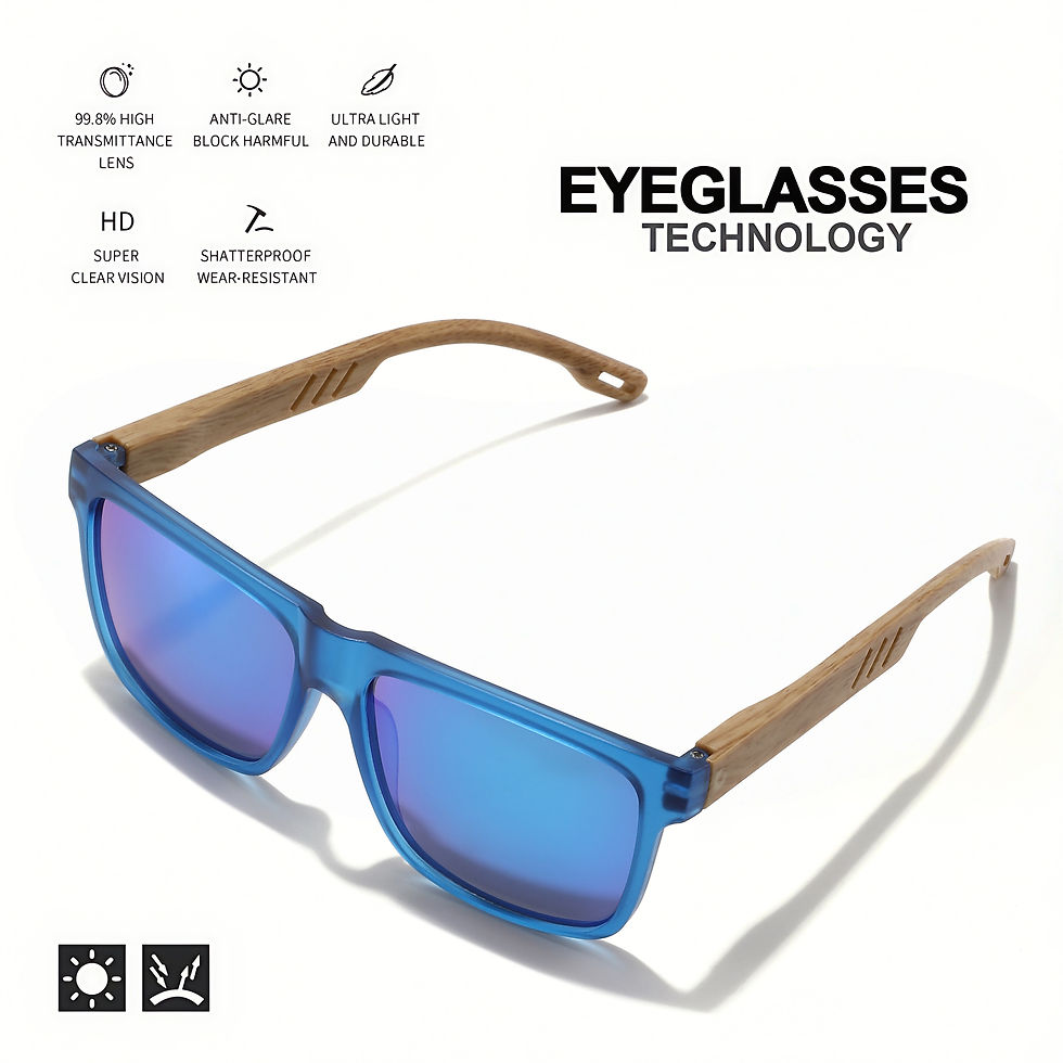 Thumbnail: Fashion Square Sunglasses – Wood Grain Spring Hinge UV400 Retro Style