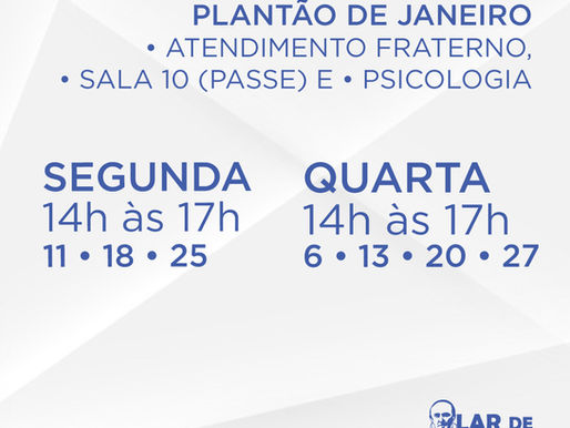 Calendário de plantões emergenciais no recesso