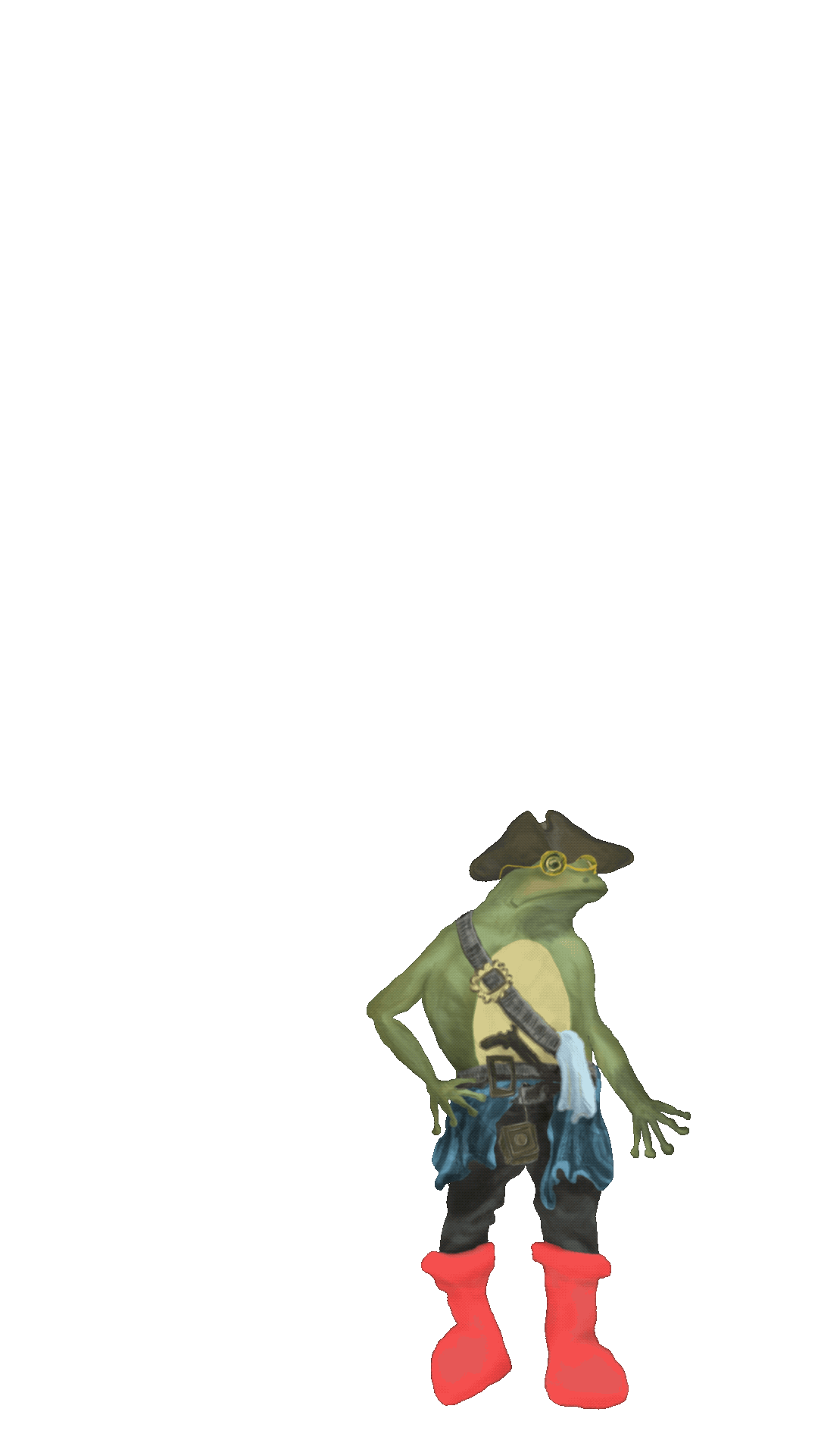 A jumping froggy character developed for an AR film #amphibian wearing a cowboy hat and MSCHF red boots.