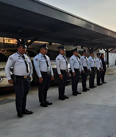 King Henry Security guards in uniform during morning formation before deployment