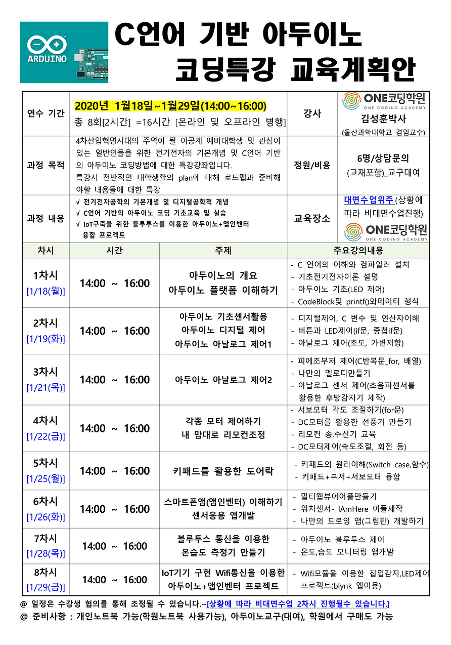 2021년_C언어 기반 아두이노 코딩특강 교육계획안(1월)_8차시_1.p