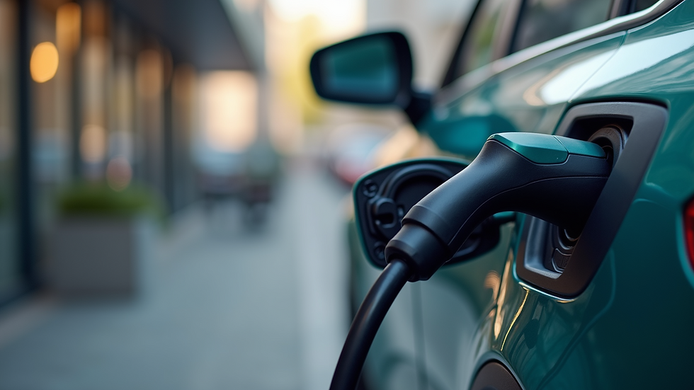 Close-up view of EV charger connected to commercial electrical system