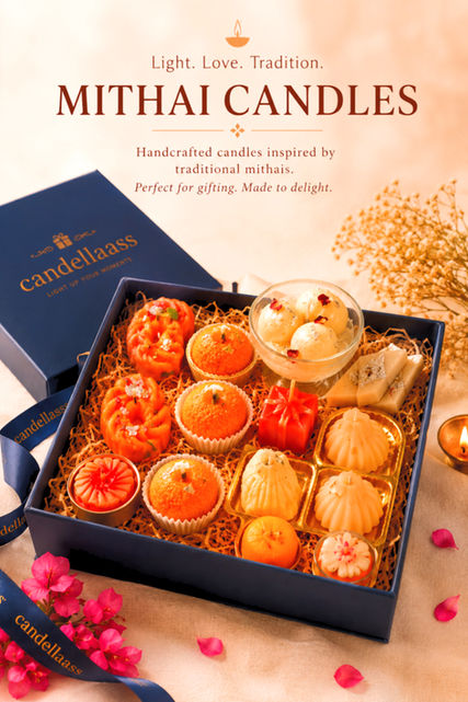 Handmade mithai candles for festive gifting