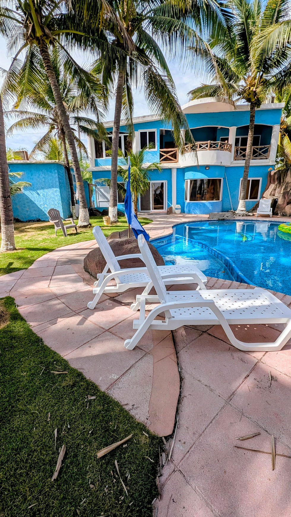 Sun chairs by the pool