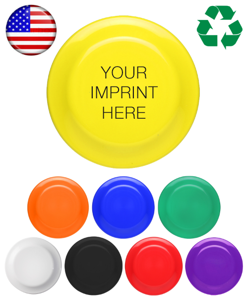 Custom imprinted frisbee made of recyclable materials