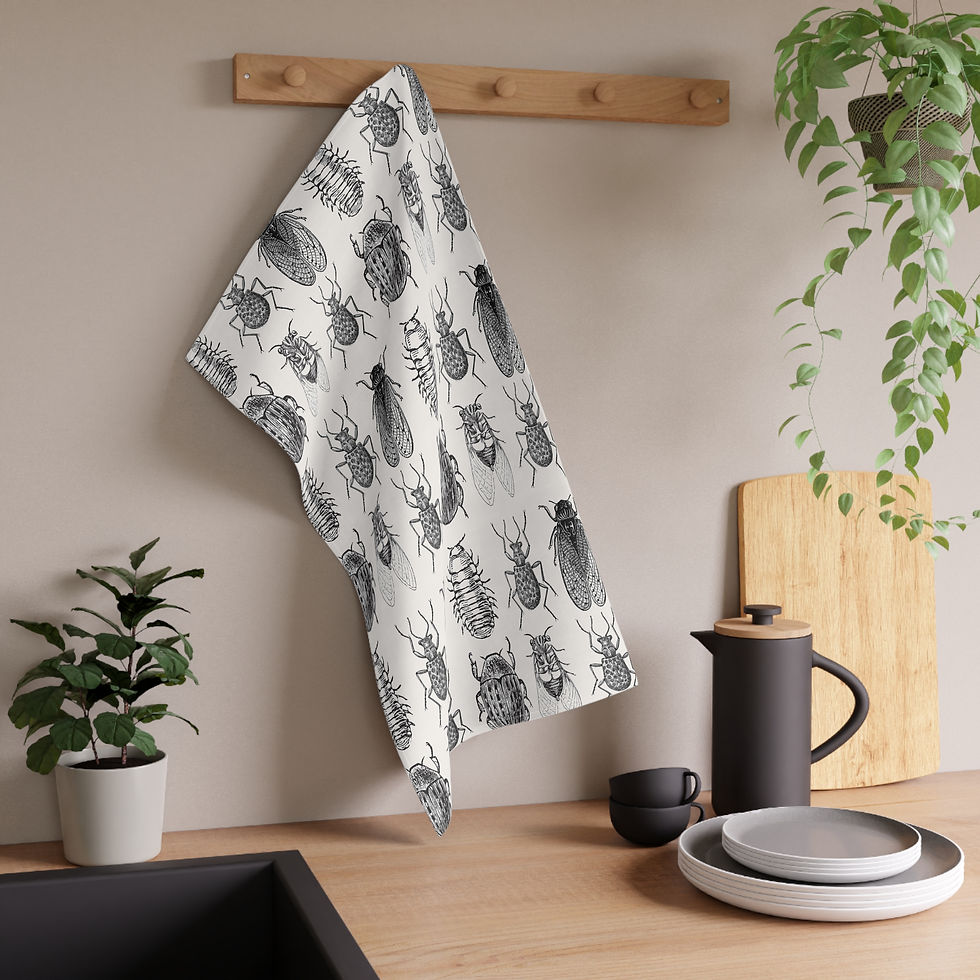 Thumbnail: Vintage Insect Pattern Tea Towel 
