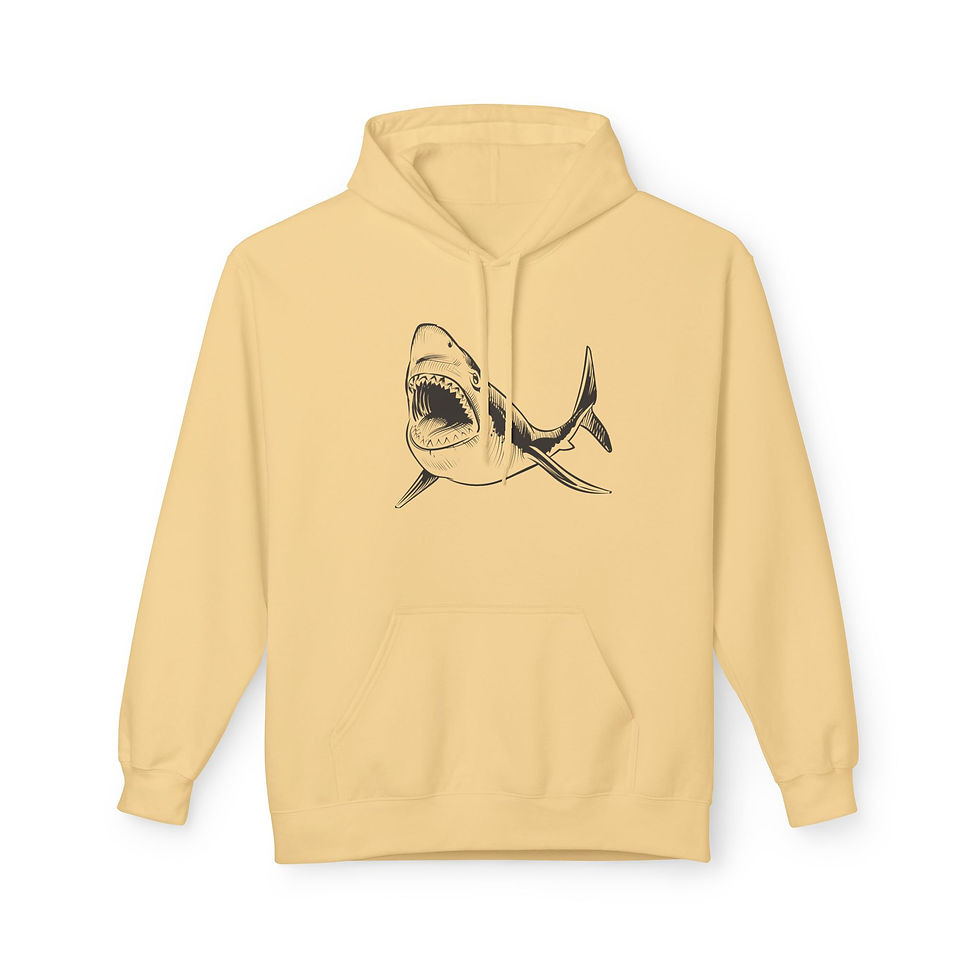 Thumbnail: great white shark hoodie front view