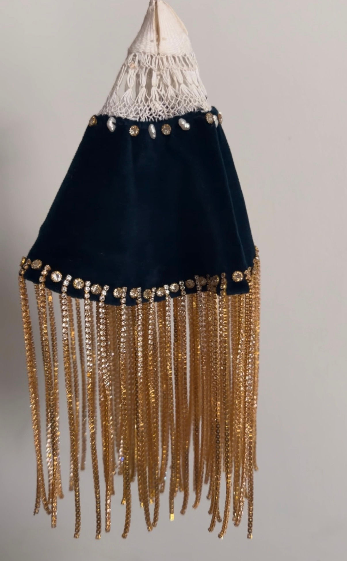 Navy Algerian Meshwara with embellished fringe detailing