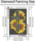 Diamond Painting Size Canvas of Cross and the word 'Faith' within it surrounded by three sunflowers
