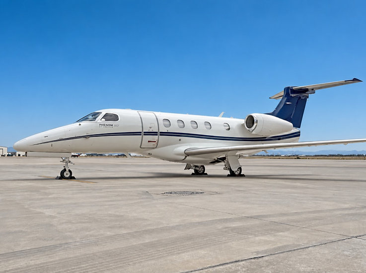 Embraer Phenom 300 2013 à venda, vista externa no pátio