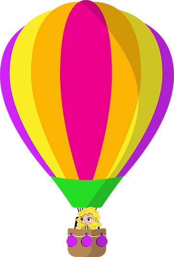 girl riding a hot air balloon
