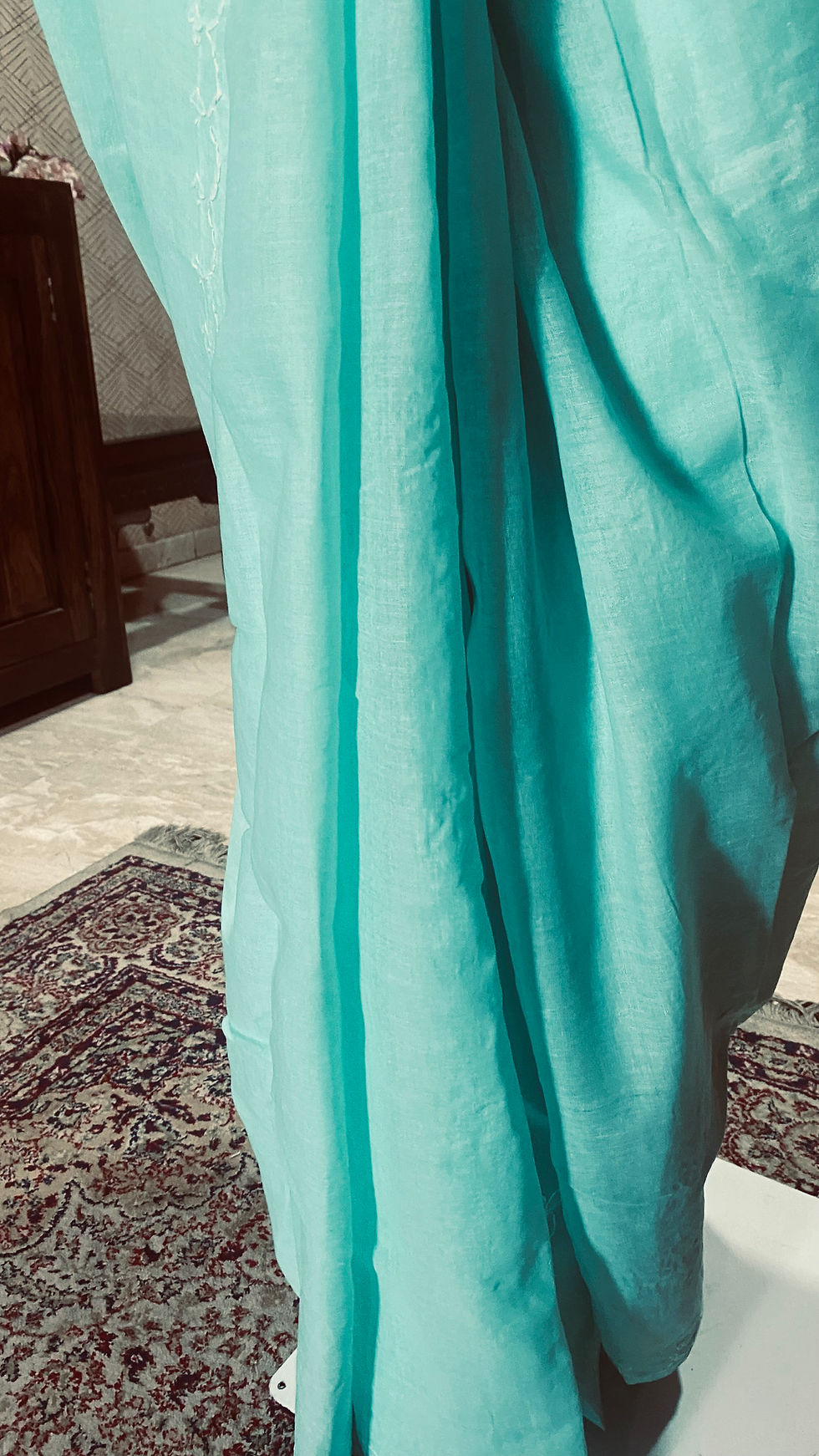 Thumbnail: Sareegenics Chikankari Green Saree