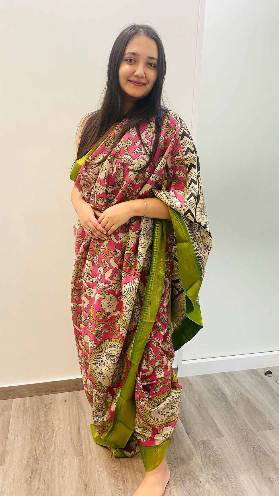 Thumbnail: Kalamkari Silk Saree (Pink)