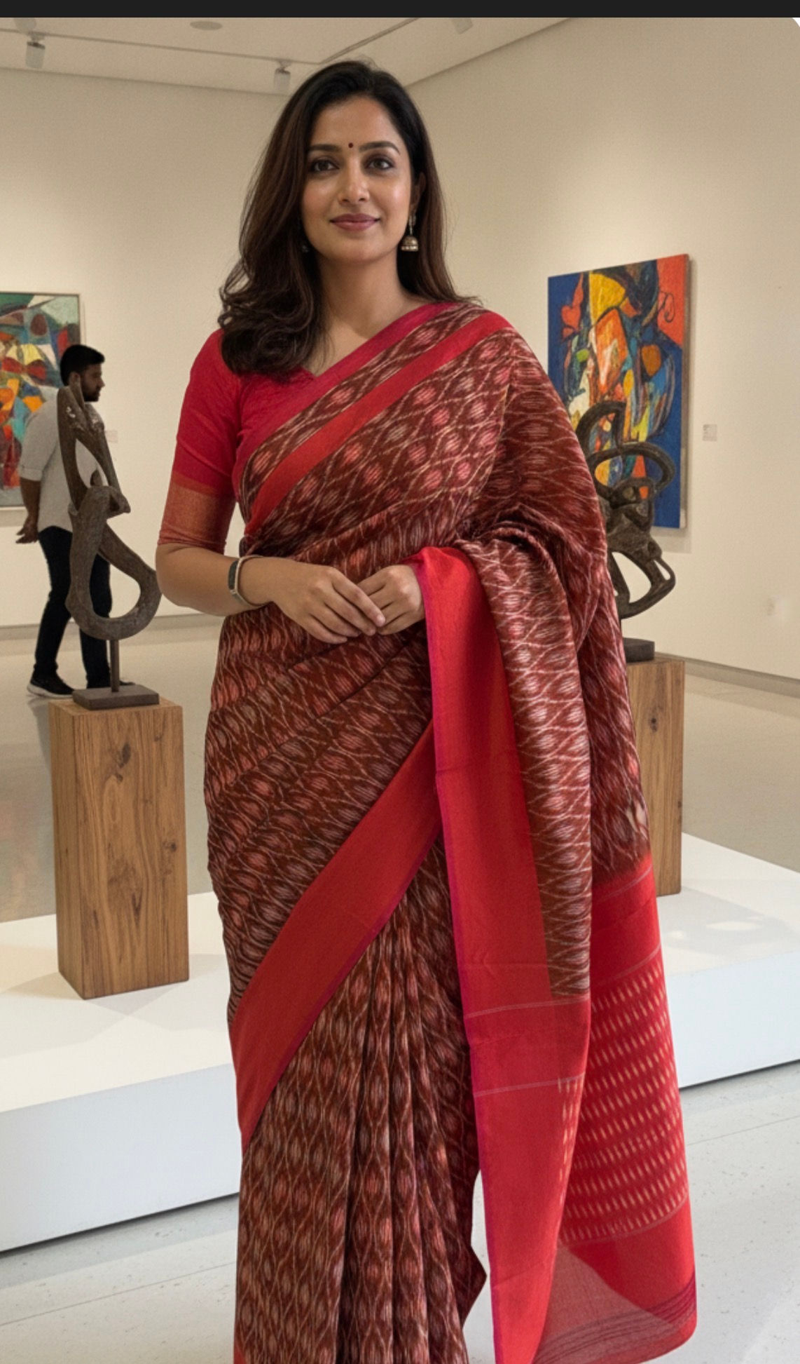Pochampally Pattu by Cotton Saree(SEMI SILK)