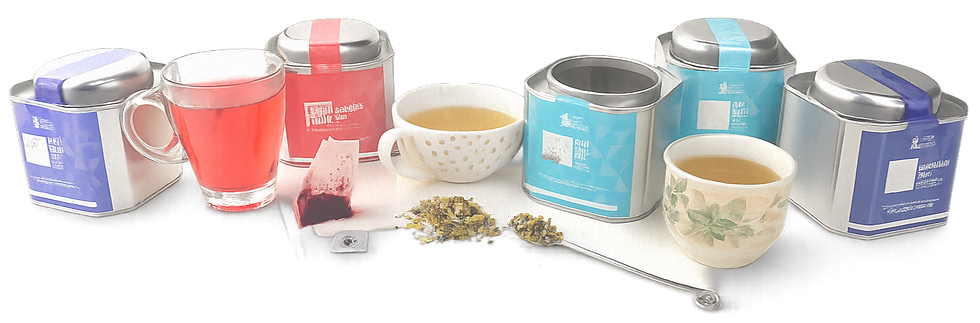 Assorted tea tins and steeped cups_edite