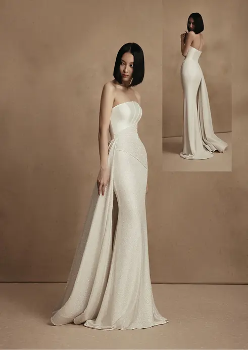 WONA Concept ‚Venera‘ figurbetontes Fit‑and‑Flare Brautkleid mit leichtem Glitzereffekt (EU 40)