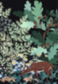 forêt triptyque forest triptych ilustration gouache painting Lil Sire
