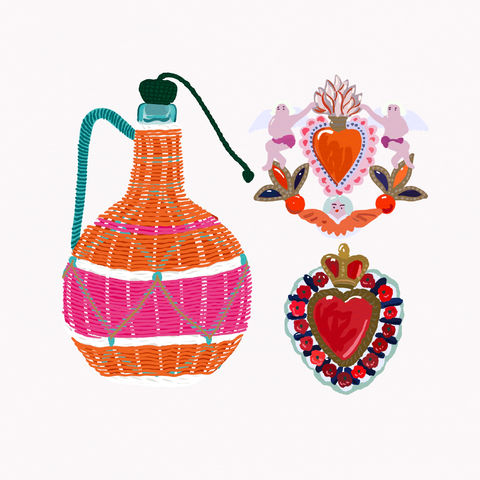 Cabochon mexique bouteille en scoubidou