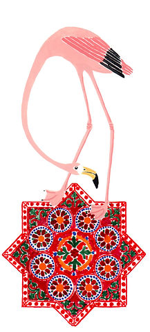 pink summer flamingo pattern illustration Lil sire gouache painting