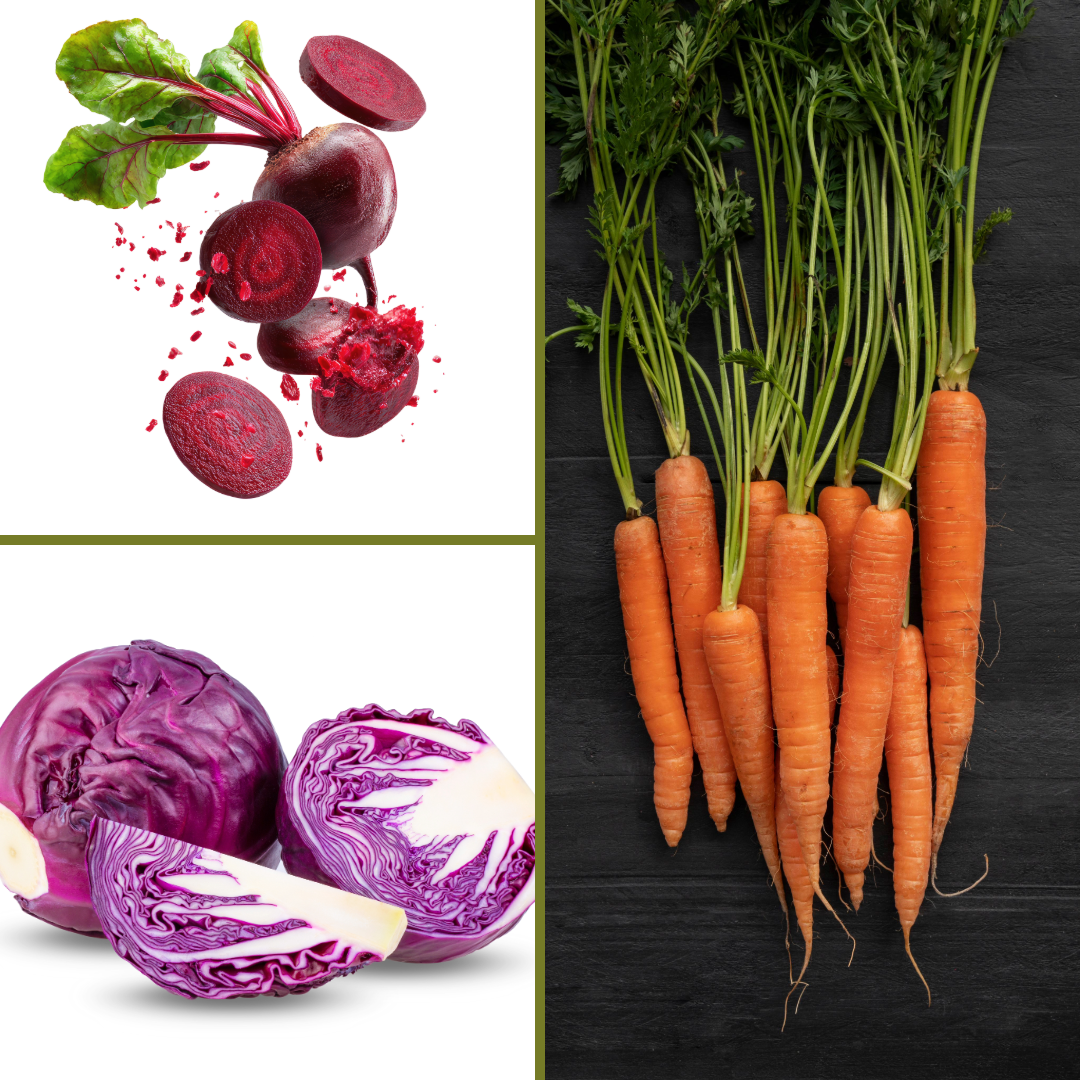 Carrot, Beetroot and Red Cabbage
