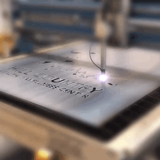 Plasma cutter in action on the Hill Country Sign