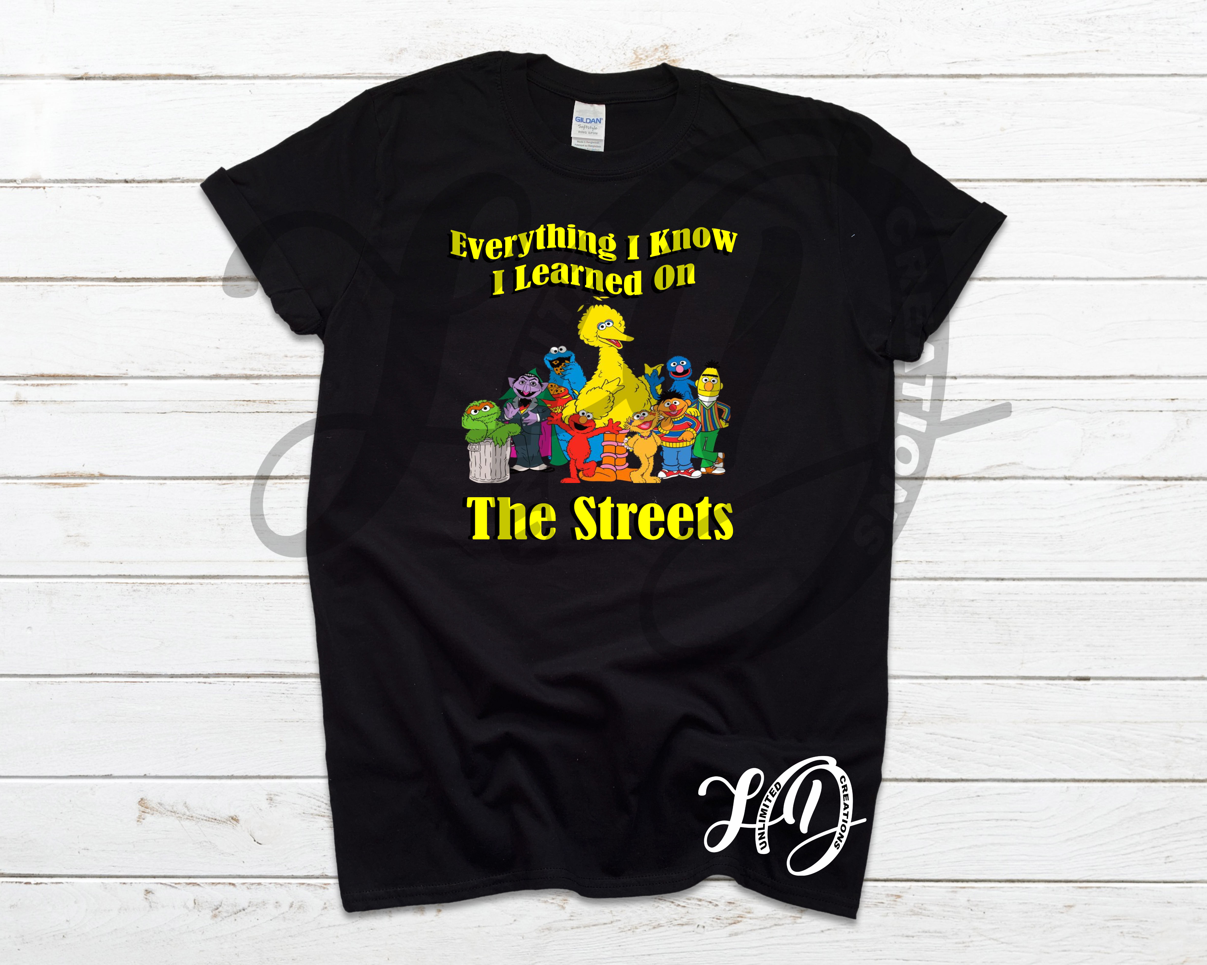 Everything I Know I Learned on The Streets Funny Retro Graphic T-Shirt | Nostalg