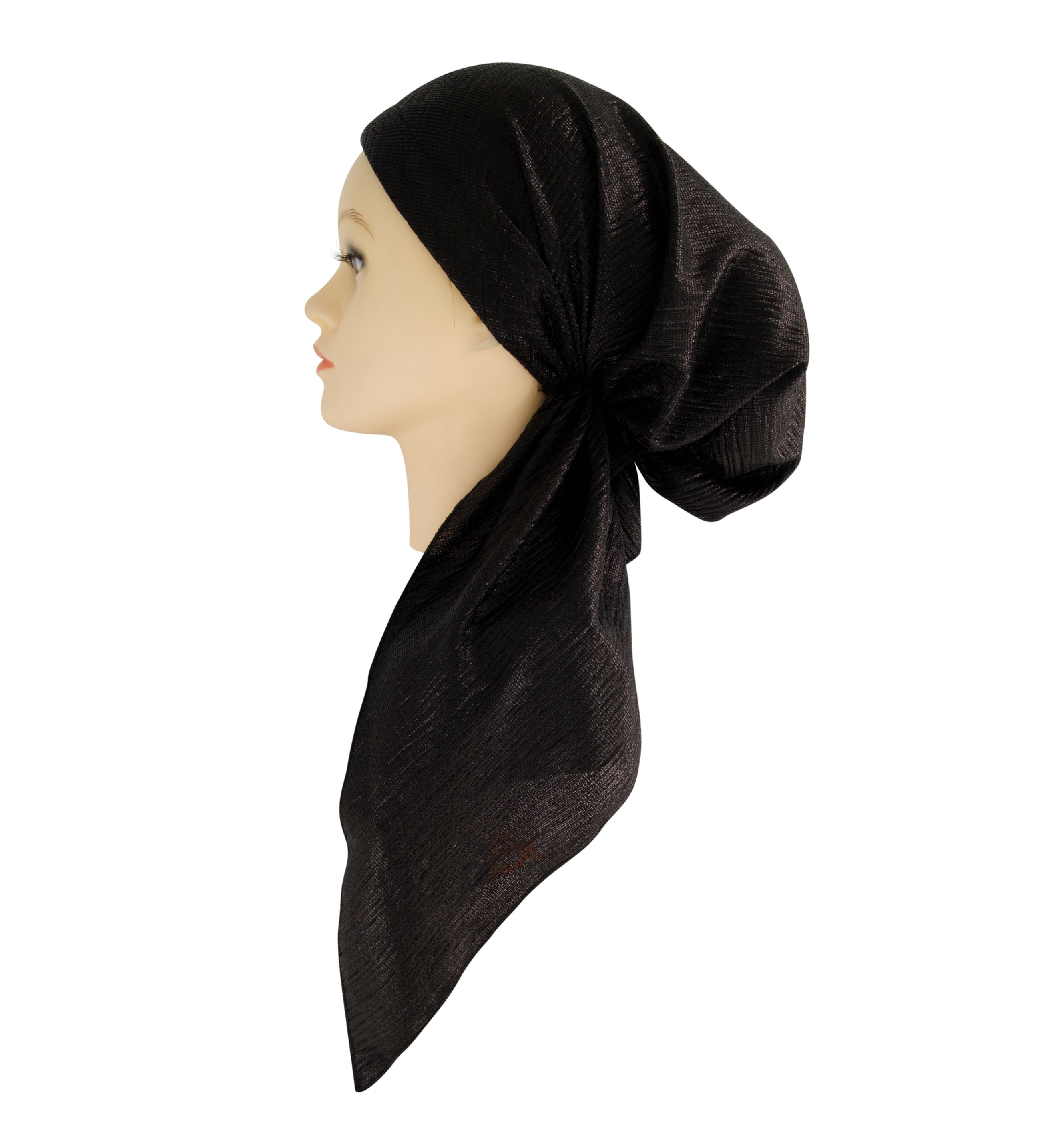 Black Metallic Ribbed Pretied
