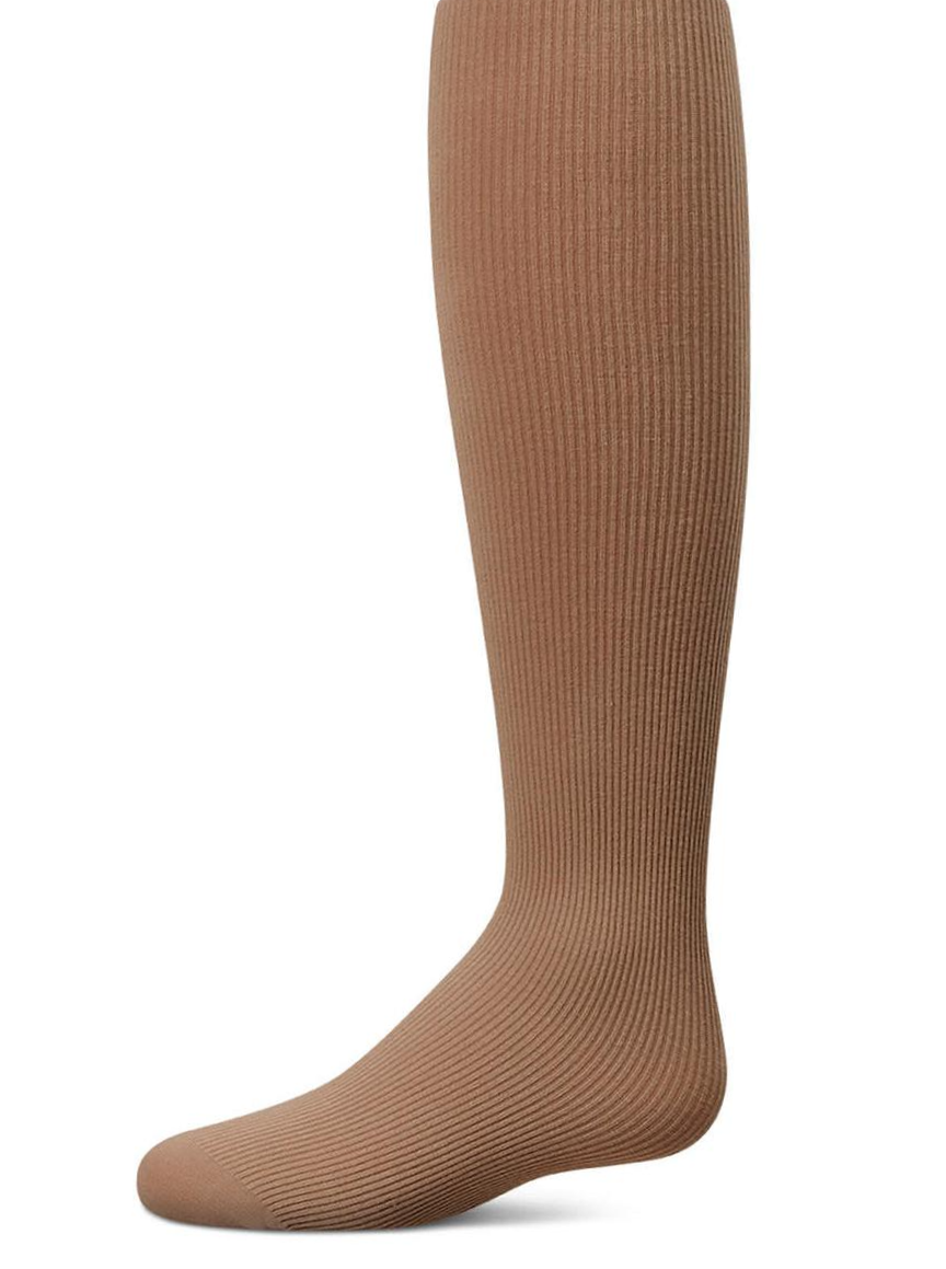 MeMoi Girls Taupe Ribbed Supreme Cotton Blend Non-Pilling Tights