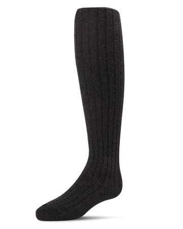 Spot On Girls Black Ribbed Cotton Sweater Tights