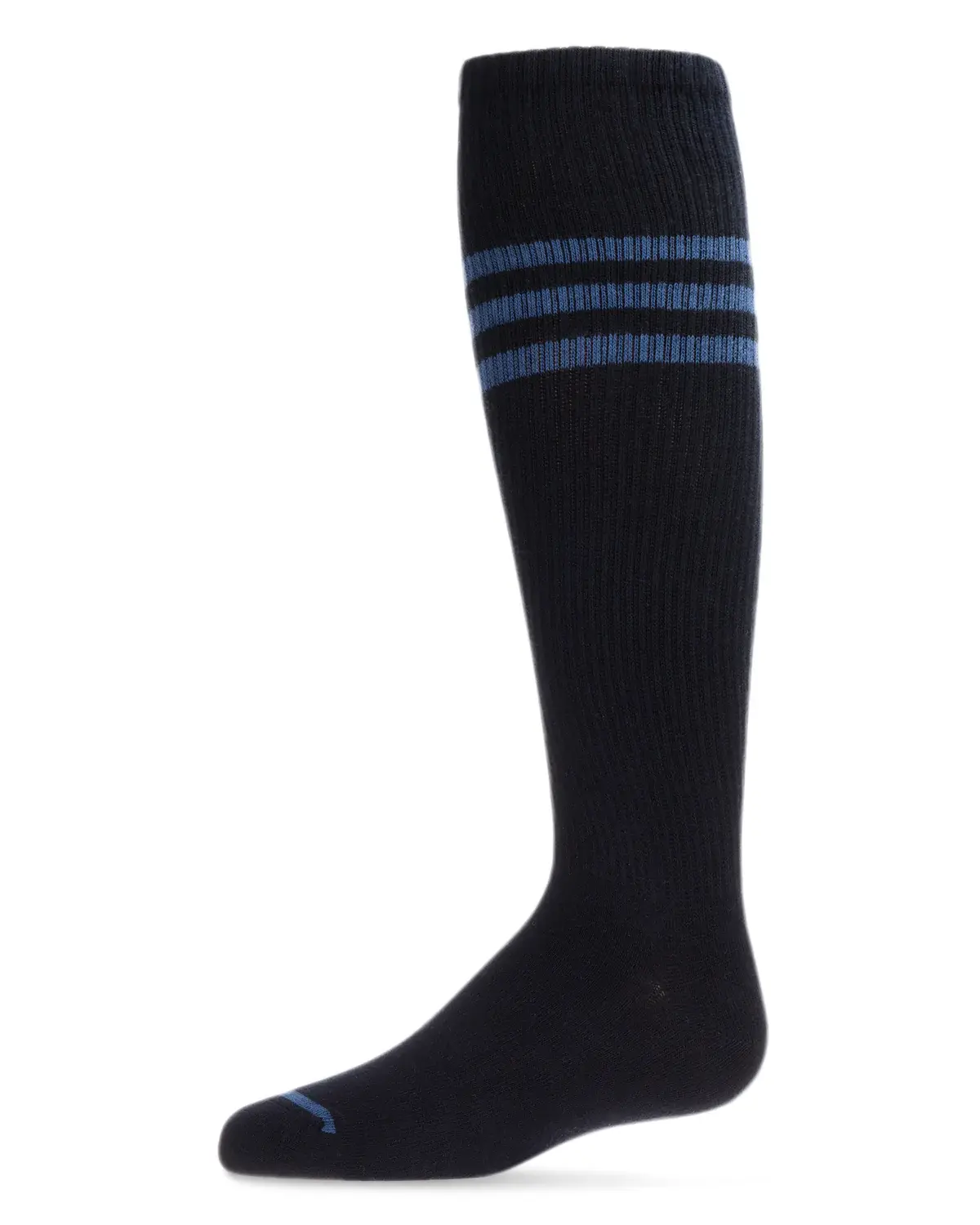 MeMoi Navy Thin Ribbed Athletic Sport Stripe Knee Sock