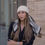 Thumbnail: Neutral cream pretied headscarf with subtle white striped tails – modest and chemo headwear