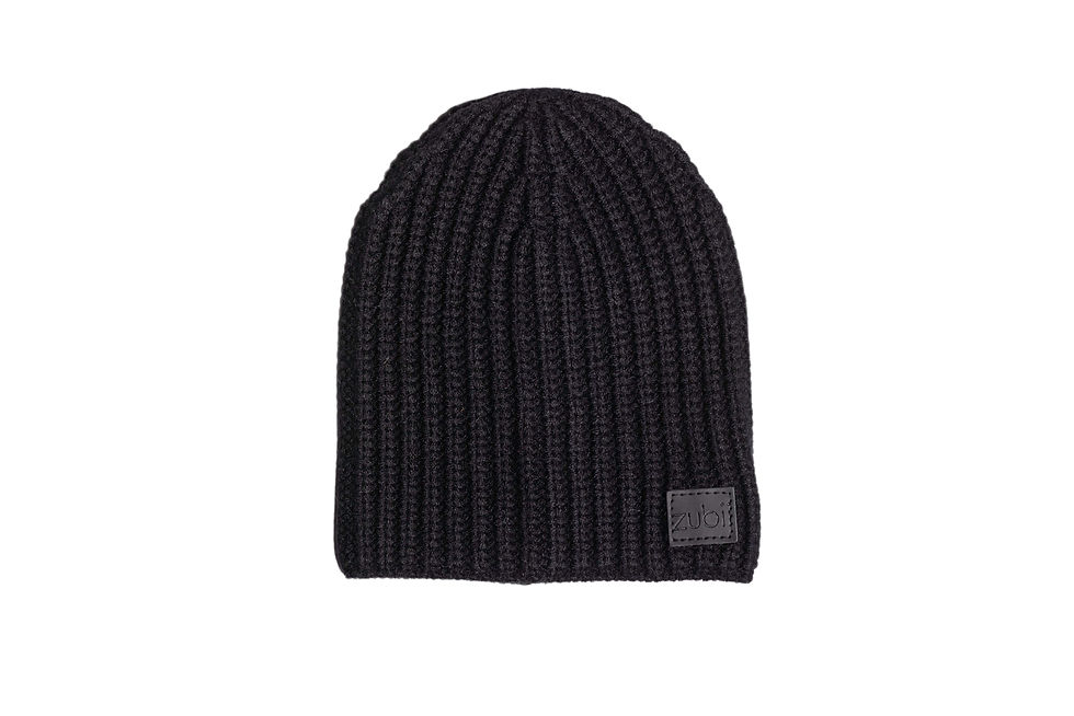 Kids black ribbed knit beanie hat — soft, stretchy unisex winter hat for boys and girls.