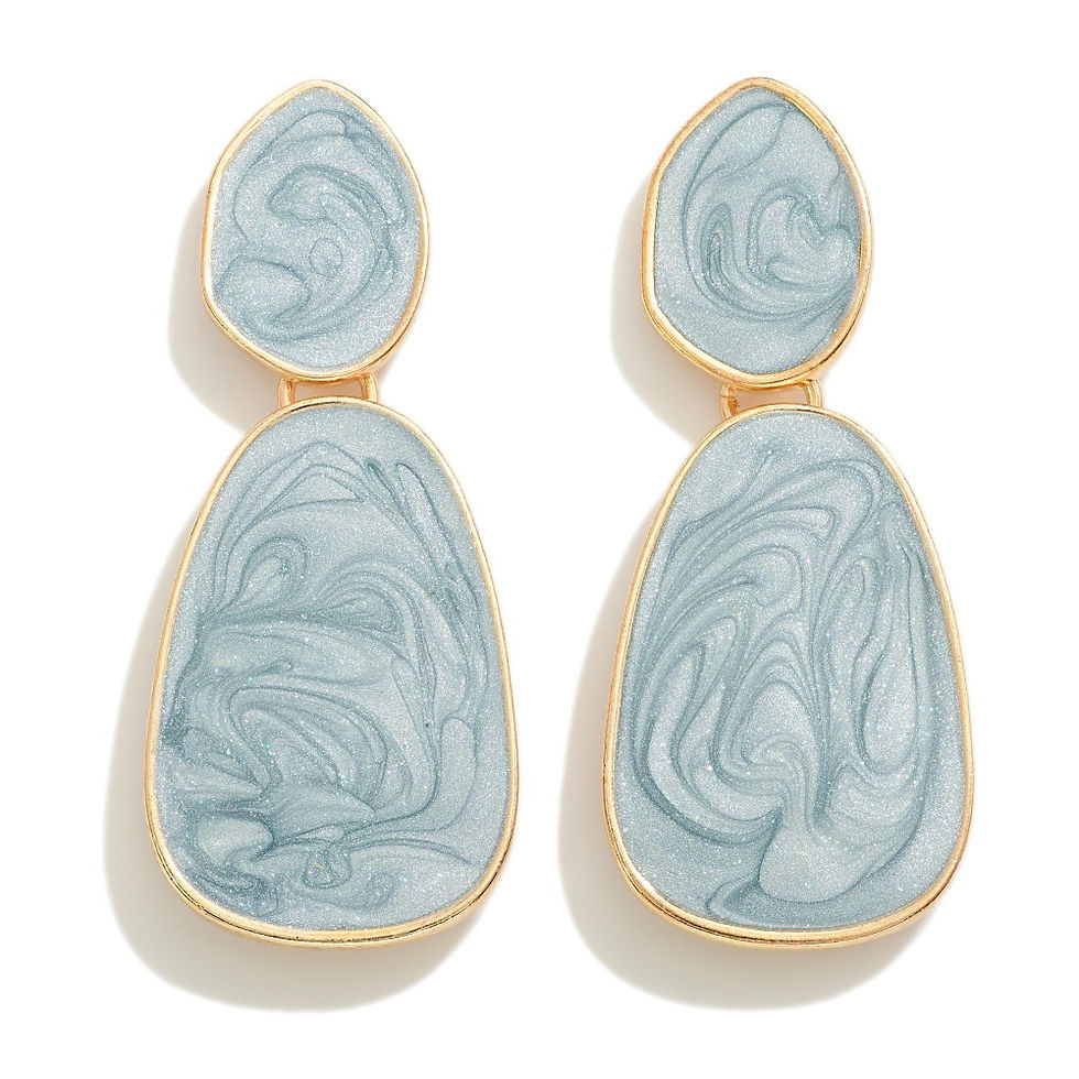 Blue Marbled Resin Earrings