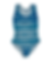 Girls blue watercolor one-piece swimsuit with wave stripe design