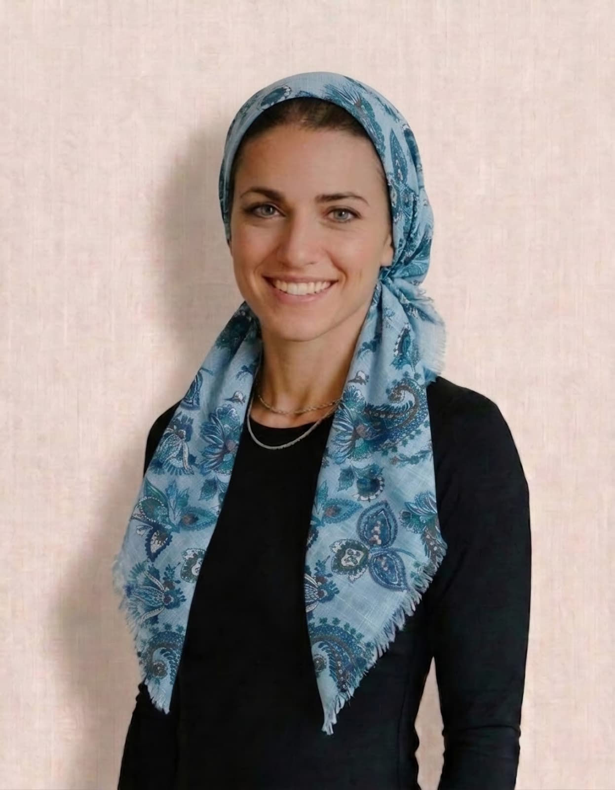 Paisley Ornate Pretied Tichel Headscarf with Velvet Non-Slip Grip Band